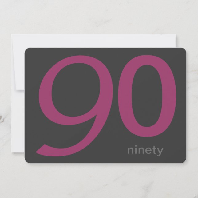 Charcoal and Plum Custom 90th Birthday Invitation (Front)