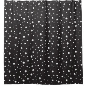 Charcoal and White Stars Celestial Sky Shower Curtain