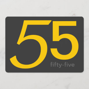 Charcoal and Yellow Custom 55th Birthday Invite