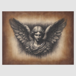 Charcoal Angel Illustration Parchment Decoupage Tissue Paper