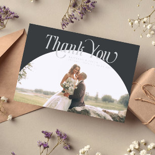 Charcoal Arch Wedding Thank you Card