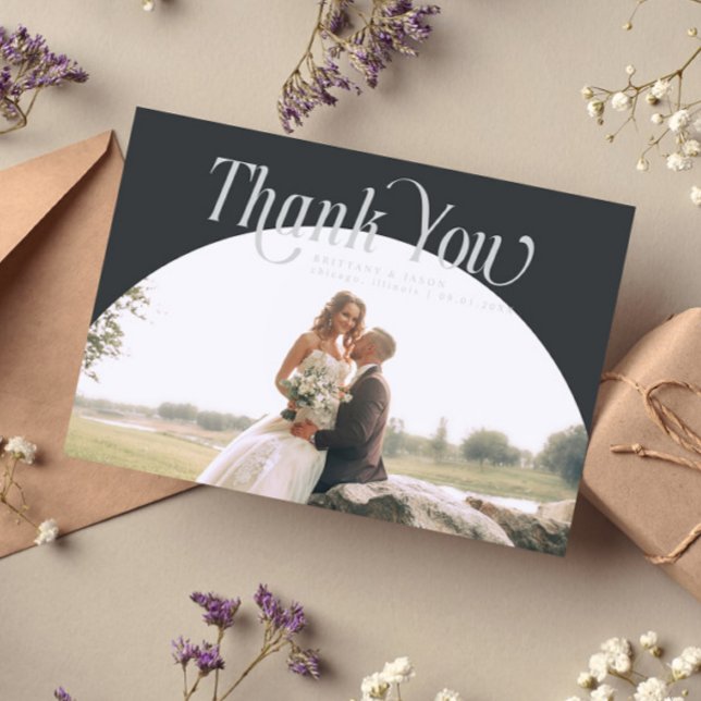 Charcoal Arch Wedding Thank you Card (Creator Uploaded)