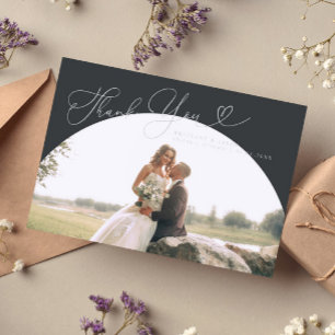 Charcoal Arch Wedding Thank you Script Card