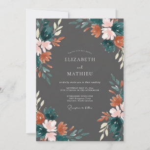 Charcoal Artistic Fall Wedding Invitation