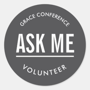 Charcoal ask me volunteer stickers