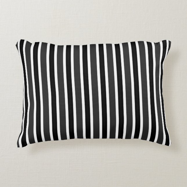 Charcoal, Black and White Stripes Decorative Cushion (Front)