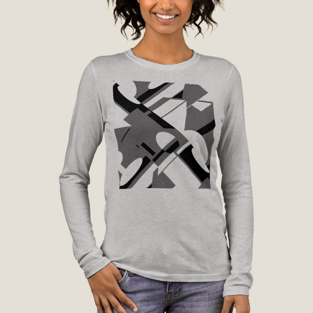 Charcoal Black Diagonal Geometric Art MCM-inspired Tri-Blend Shirt (Front)