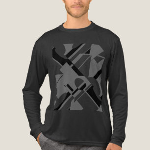 Charcoal Black Diagonal Geometric Art MCM-inspired Tri-Blend Shirt