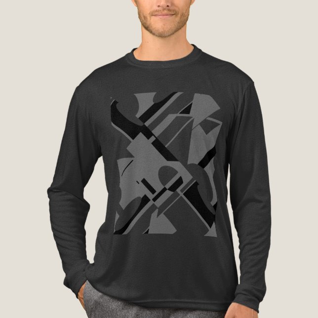 Charcoal Black Diagonal Geometric Art MCM-inspired Tri-Blend Shirt (Front)