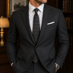 Charcoal Black Diamond Geometric Tie