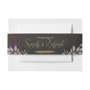 Charcoal Black & Gold Luxe Velvet Luxury Wedding Invitation Belly Band