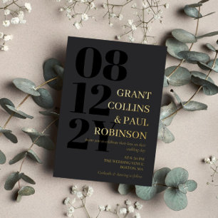 Charcoal Black & Gold Typography Wedding