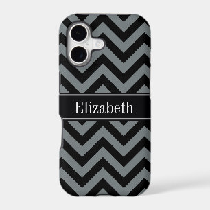 Charcoal, Black LG Chevron Black Name Monogram