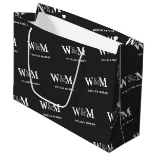 Charcoal Black Modern Business Logo Brand Large Gift Bag