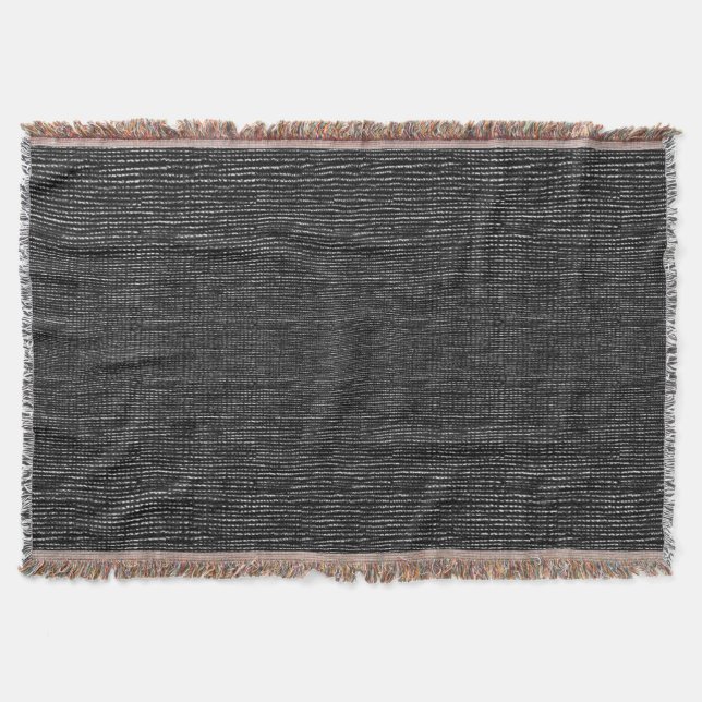 Charcoal Black White Woven Thread Effect Throw Blanket (Front)
