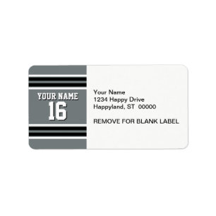 Charcoal Black Wht Team Jersey Custom Number Name Label