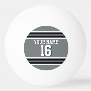 Charcoal Black Wht Team Jersey Custom Number Name Ping Pong Ball
