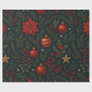 Charcoal Bloom - Charcoal Floral Holiday Wrapping Paper