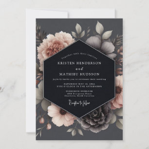 Charcoal Blush Poetic Wedding Invitation
