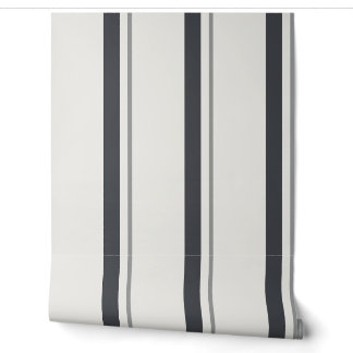 Charcoal Bold Antique French Mattress Ticking Wallpaper