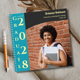 Charcoal Brown Photo Modern Graduation Notebook