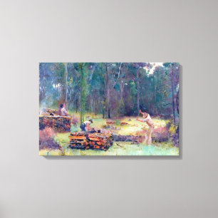 Charcoal Burners Wood Splitters Tom Roberts 1886  Canvas Print