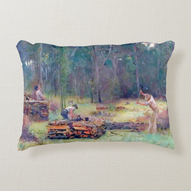 Charcoal Burners Wood Splitters Tom Roberts 1886  Decorative Cushion (Front)