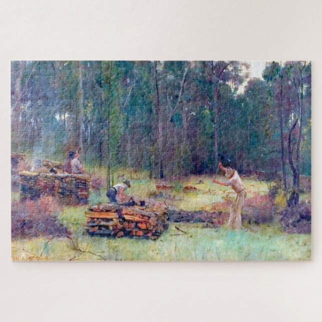 Charcoal Burners Wood Splitters Tom Roberts 1886   Jigsaw Puzzle (Horizontal)