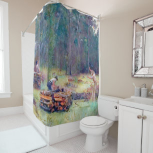 Charcoal Burners Wood Splitters Tom Roberts 1886 Shower Curtain
