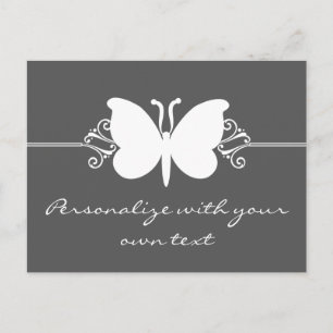 Charcoal Butterfly Swirls Postcard
