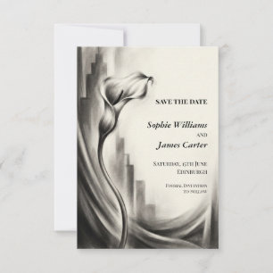 Charcoal Calla Lily Wedding Save the Date
