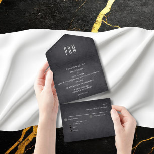 Charcoal Chalk Minimalist Elegant Script  All In One Invitation