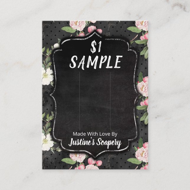 Charcoal Chalkboard Soap Sample Display Card (Front)