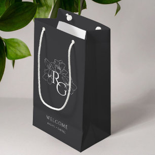 Charcoal Chic Monogram Welcome Wedding Gift Bag
