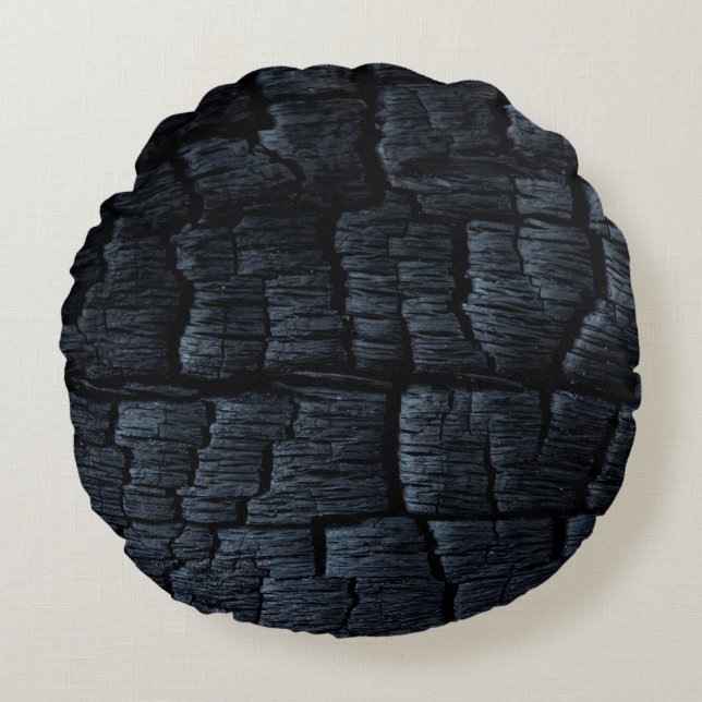 Charcoal coal ash burnt backdrop round cushion (Front)