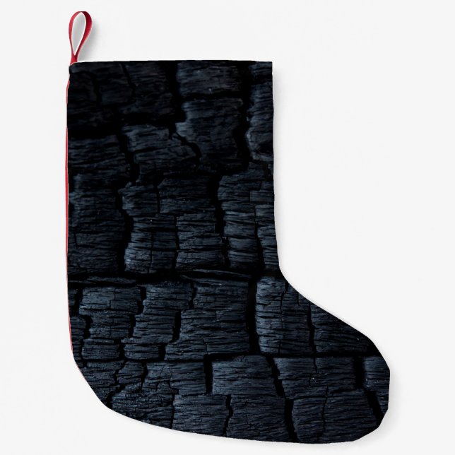 Charcoal coal ash burnt backdrop small christmas stocking (Front)