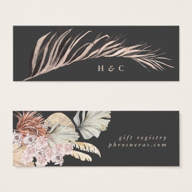 Charcoal Cream Pampas Grass Grey Gift Registry (Front & Back)