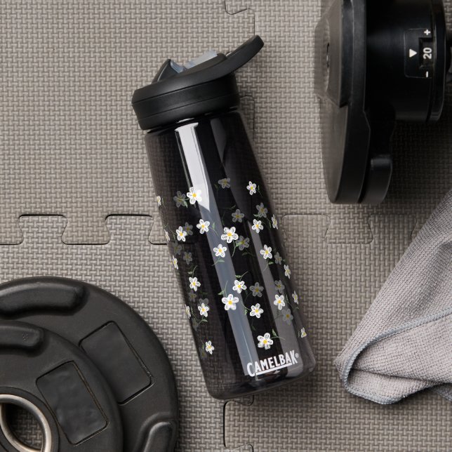 Charcoal Daisy Water Bottle | Botanical Floral (Gym (Rotated))