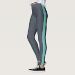 Charcoal Dark Blue Light Teal Side Panel Leggings<br><div class="desc">Stylish and modern legging with a light teal side panel on a charcoal dark blue background. Exclusively designed for you by Happy Dolphin studio. If you need any help or matching products or want a custom colour combination,  please contact us through the store chat!</div>