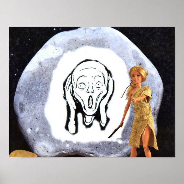 Charcoal drawing on a large rock.  poster (Front)