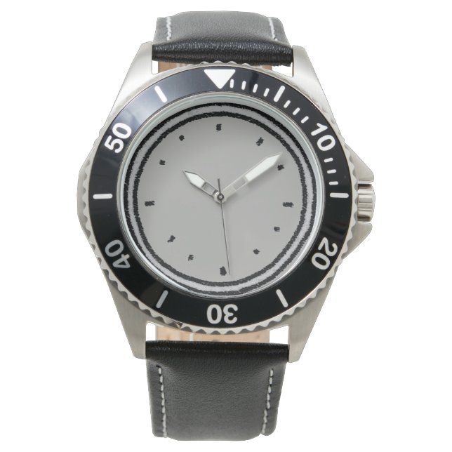 Charcoal Drawn Style Clock Face Watch (Front)