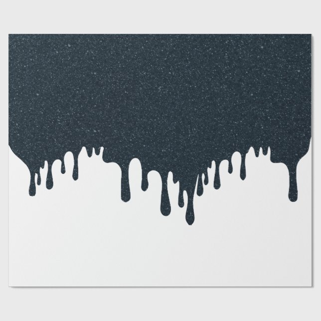 Charcoal Drip on White Gift Wrap – Customisable (Flat)