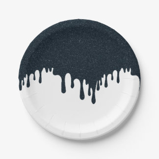 Charcoal Drip on White Party Plate – Customisable