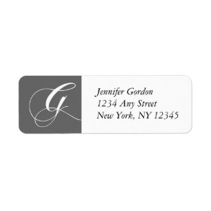 Charcoal Elegant Monogram G Return Adress Label