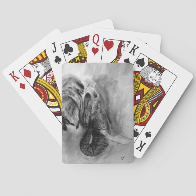 charcoal elephant playing cards (Back)