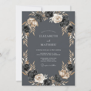Charcoal Ethereal Botanical Wedding Invitation