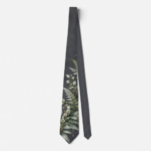 Charcoal Fern Watercolor Botanical Tie