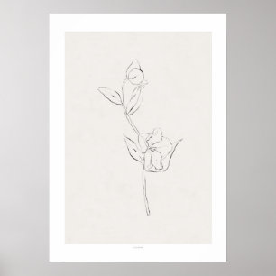 Charcoal Floral Print 'Helleborum'