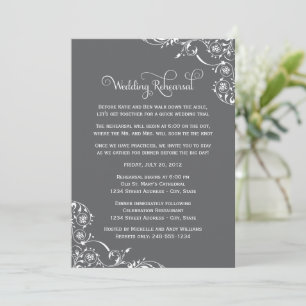 Charcoal Flourish Wedding Rehearsal Invitation