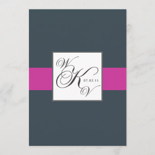 Charcoal Fuchsia Monograms Wedding Invitations